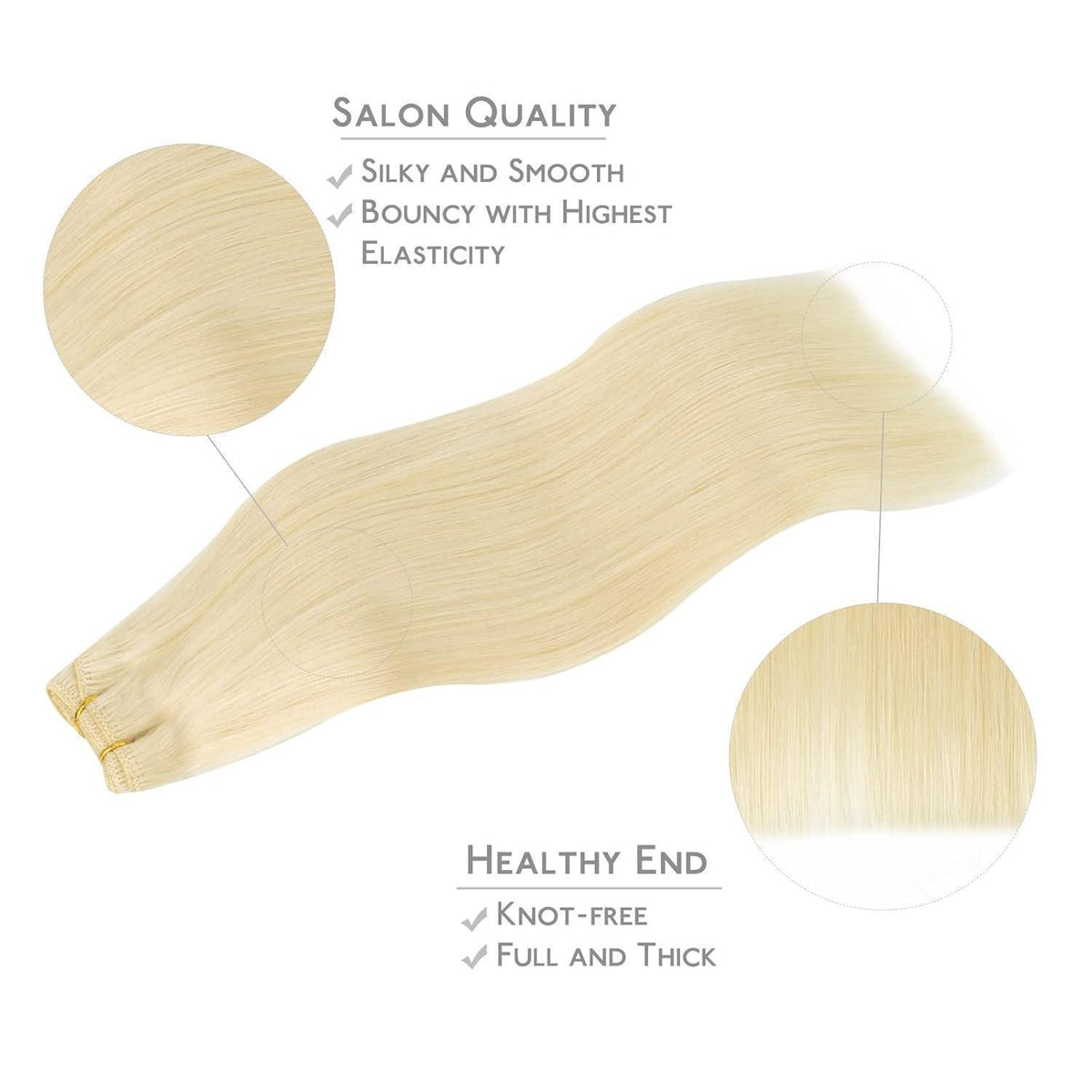 Echthaar Tressen 50cm Platinblond zum Einnähen