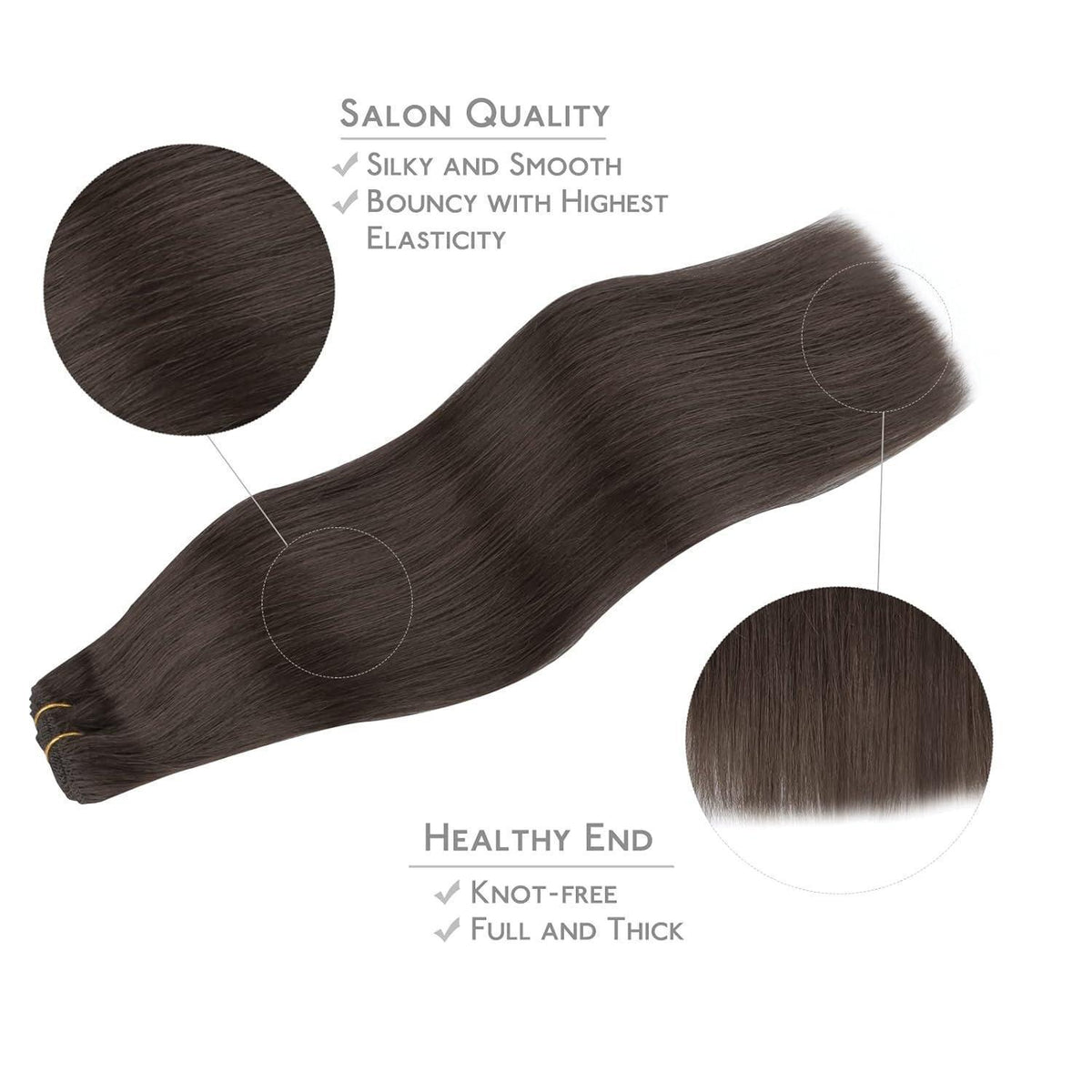 Echthaar Tressen Balayage Dunkelbraun bis Kastanienbraun 55cm