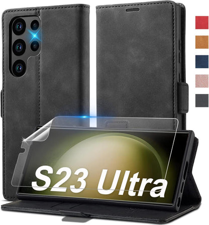 Samsung Galaxy S23 Ultra Hülle Leder Flip Wallet Case