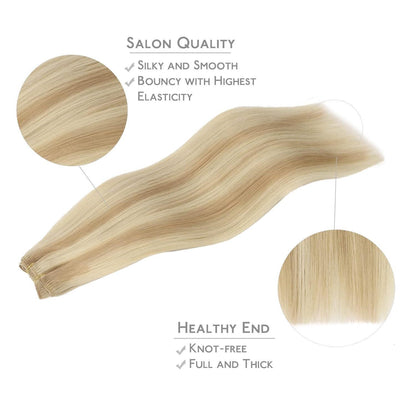 Echthaar Tressen Hellblond Highlights – 45cm, 90g