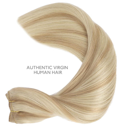 Echthaar Tressen Hellblond Highlights – 45cm, 90g