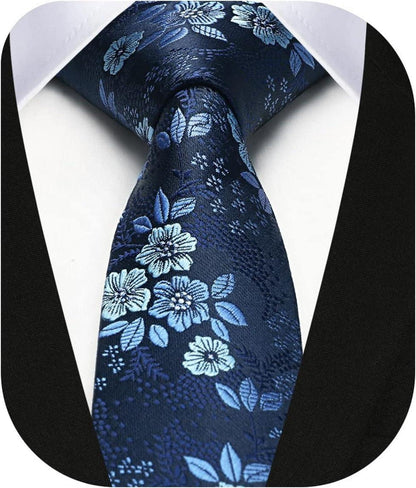 Schmale Herren Krawatte Blaue Blume Weihnachtsgeschenk 6cm