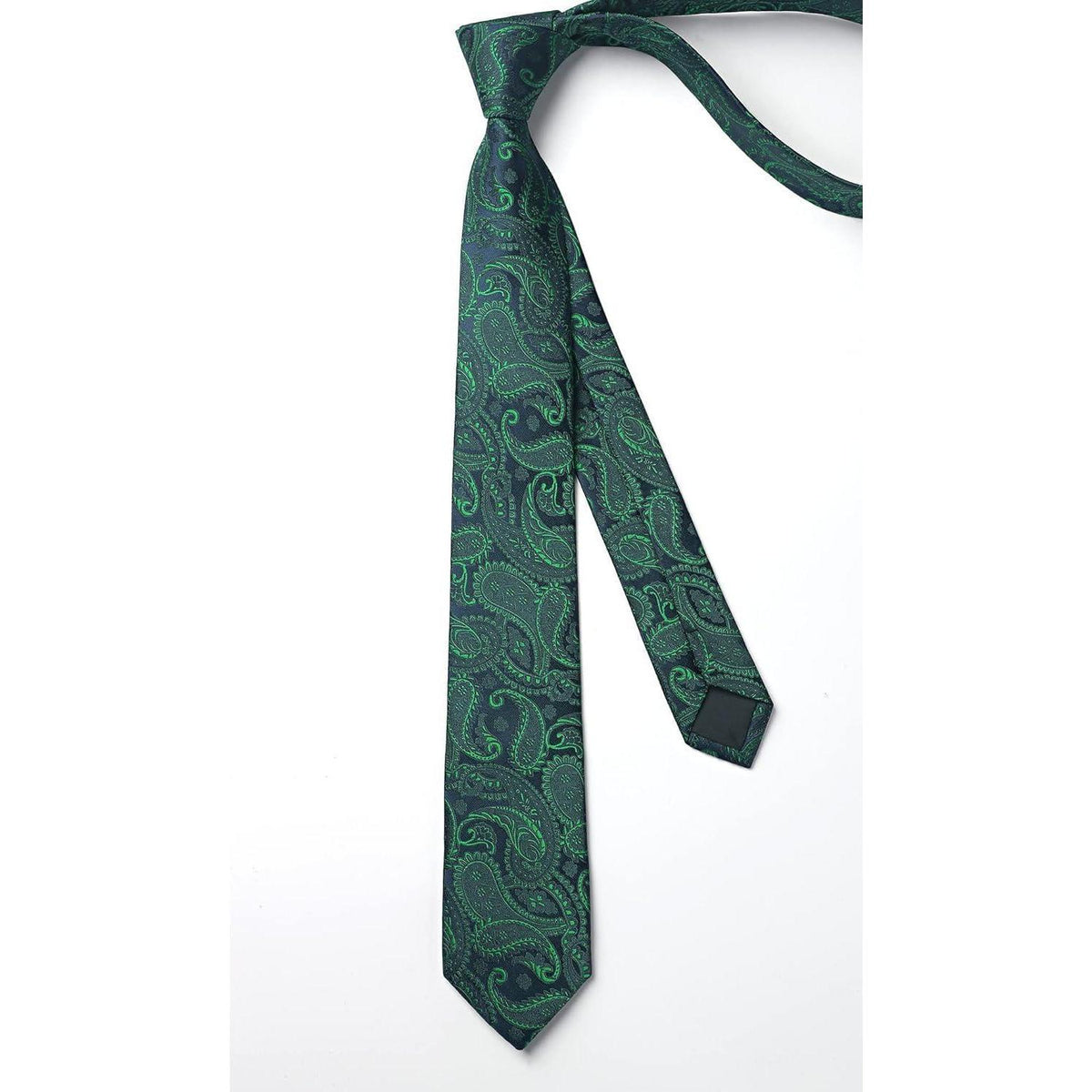 Schmale Herren Krawatte 6cm Grünes Paisley für Business & Hochzeit