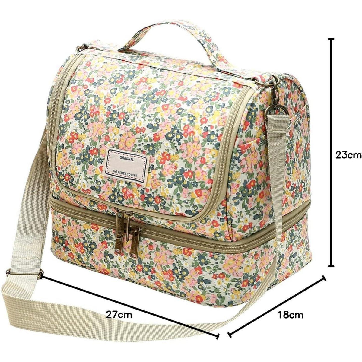 Isolierte Lunchtasche Blumenmuster, 11L, C-Beige
