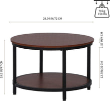 Runder Couchtisch Vintage-Design 2-Stöckig Metallrahmen