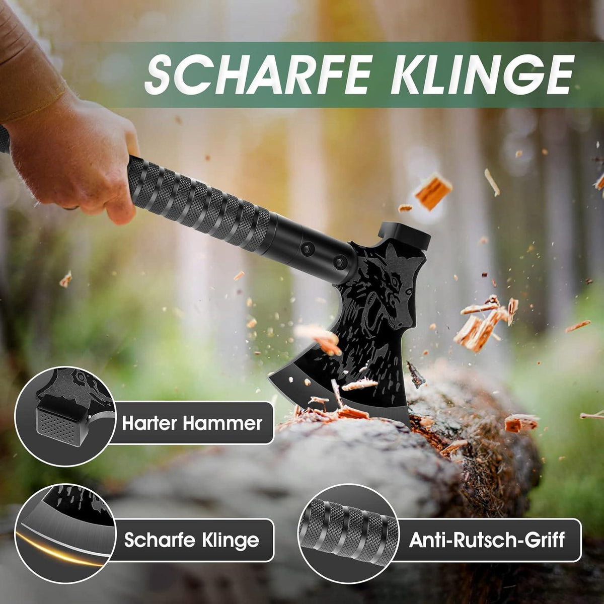 Japaknives Survival Axt 10-in-1 Multitool Camping Beil Set
