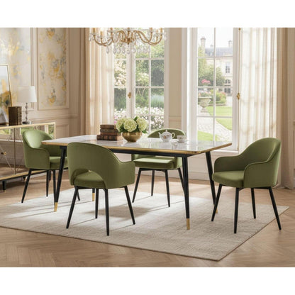 Samt Esszimmerstühle 4er Set, 360° drehbar, Grün