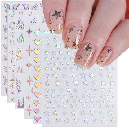 Holografische Nagelsticker Aurora – 9 Blatt Nail Art Design