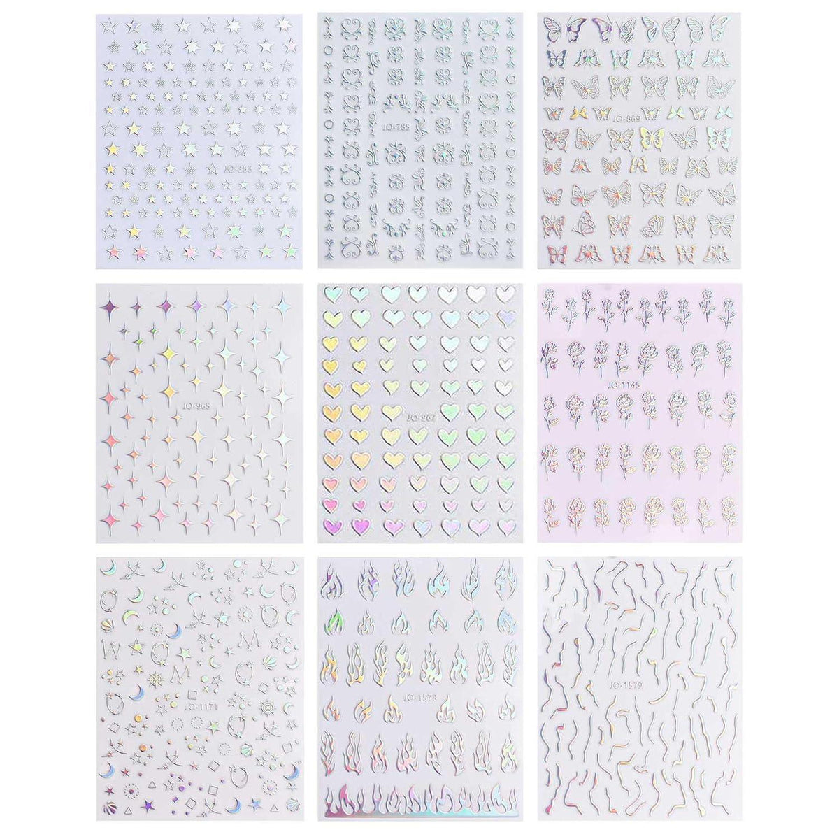 Holografische Nagelsticker Aurora – 9 Blatt Nail Art Design
