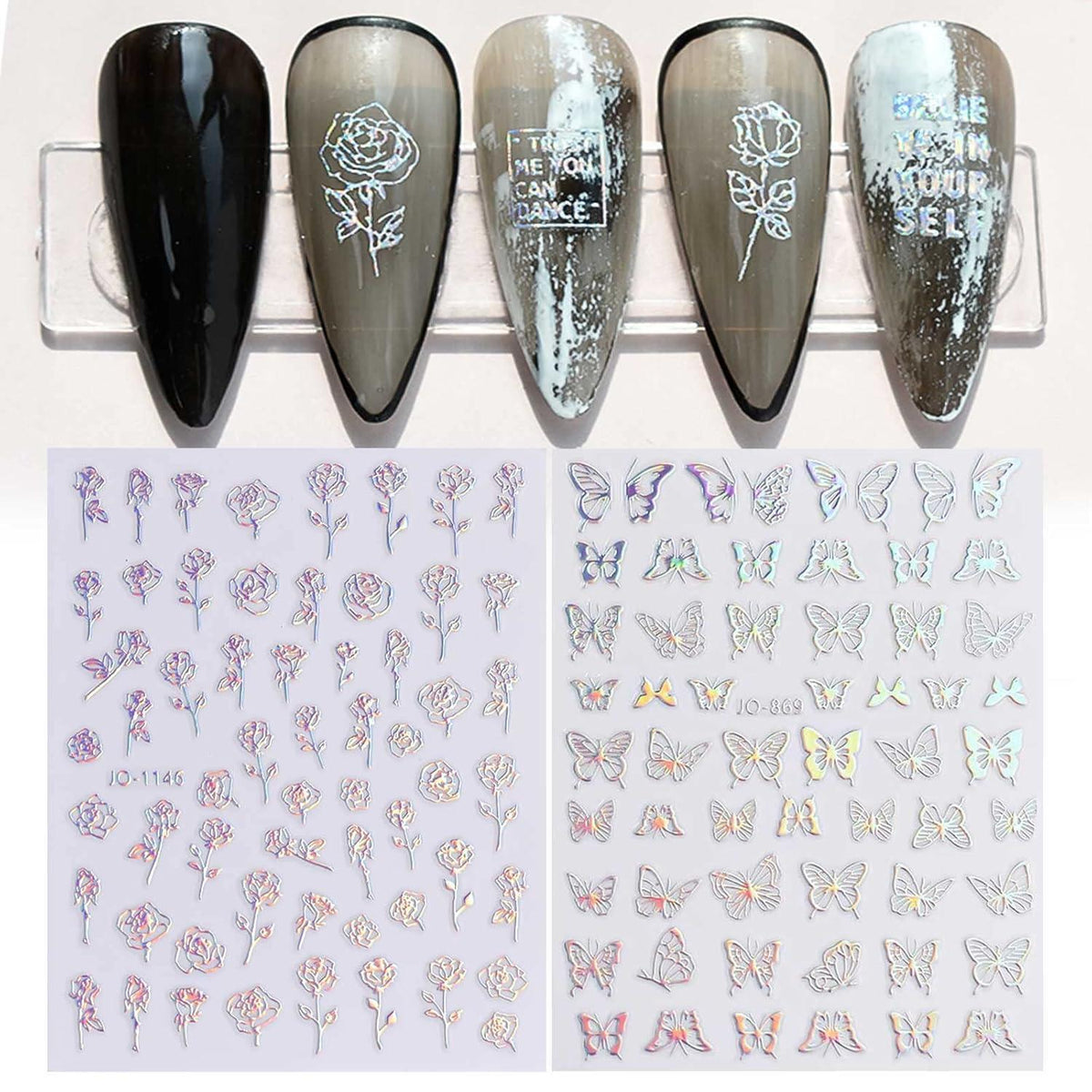 Holografische Nagelsticker Aurora – 9 Blatt Nail Art Design