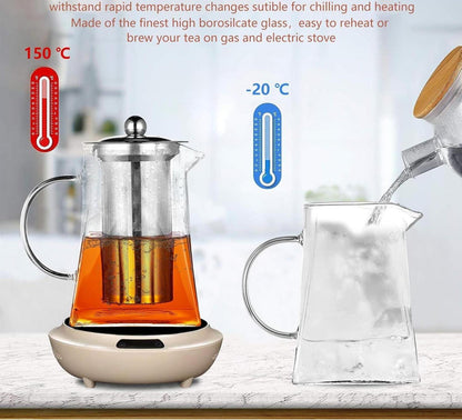 750ml Glas Teekanne Teebereiter mit Sieb und Deckel Hitzebeständig