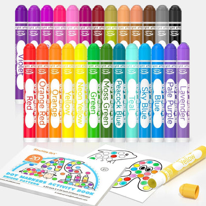 Dot Marker Set für Kinder, 26 Farben, auswaschbar, mit Malvorlagen