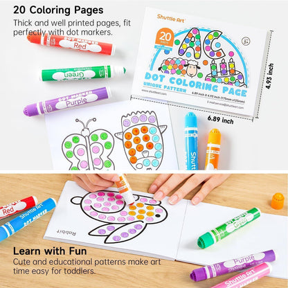 Dot Marker Set für Kinder, 26 Farben, auswaschbar, mit Malvorlagen