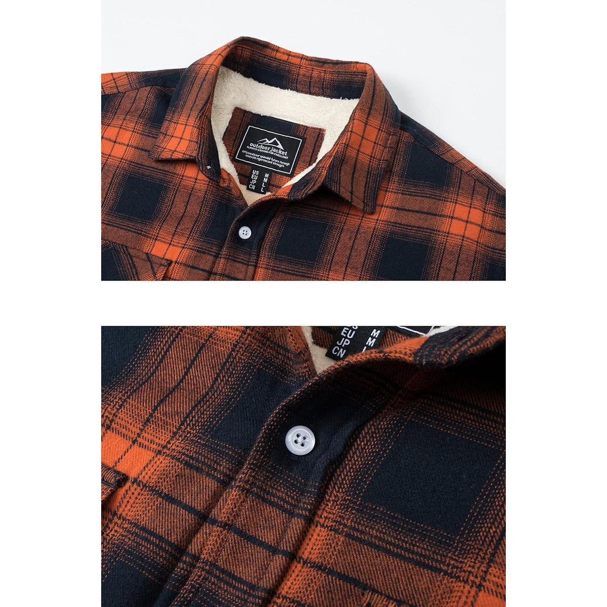 TACVASEN Herren Fleece Flanellhemd Winter Thermo Jacke Orange