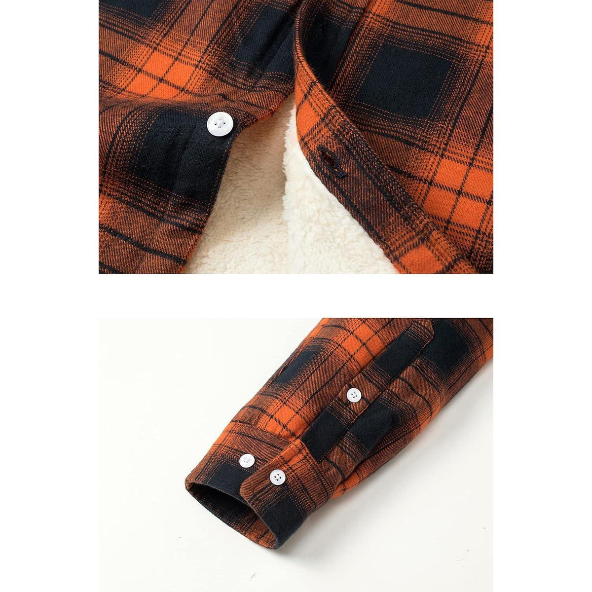 TACVASEN Herren Fleece Flanellhemd Winter Thermo Jacke Orange