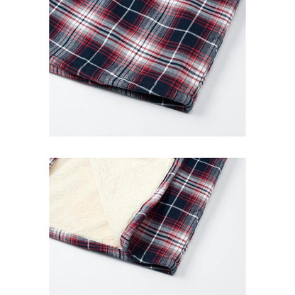 Herren Thermohemd mit Innenfleece, kariert, Rot Weiß XL