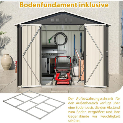Großes Gerätehaus Metall 240x192x191 cm mit Fundamentrahmen