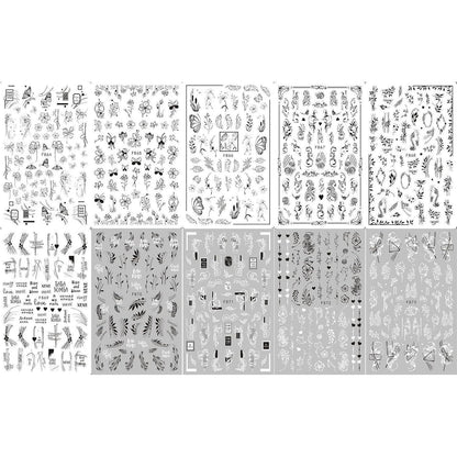 Blumen Nagelsticker 10 Blatt - Selbstklebend Nail Art Design