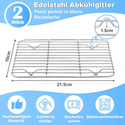 Onader Abkühlgitter aus Edelstahl 2er Set 21,5x16x1,5cm