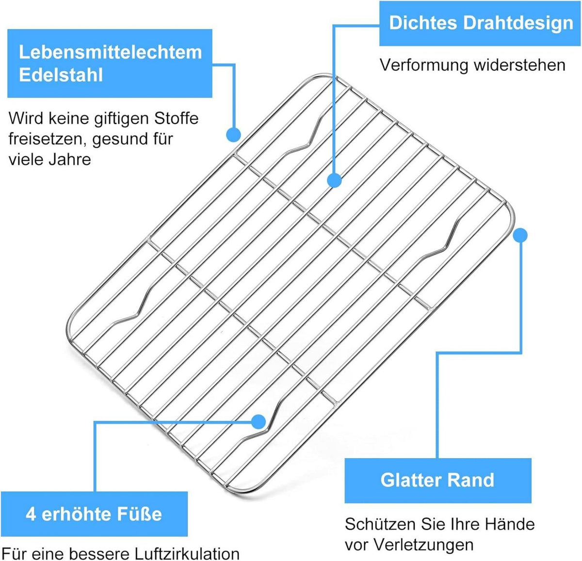 Auskühlgitter Set Edelstahl für Backen/Grillen 21,5x16cm