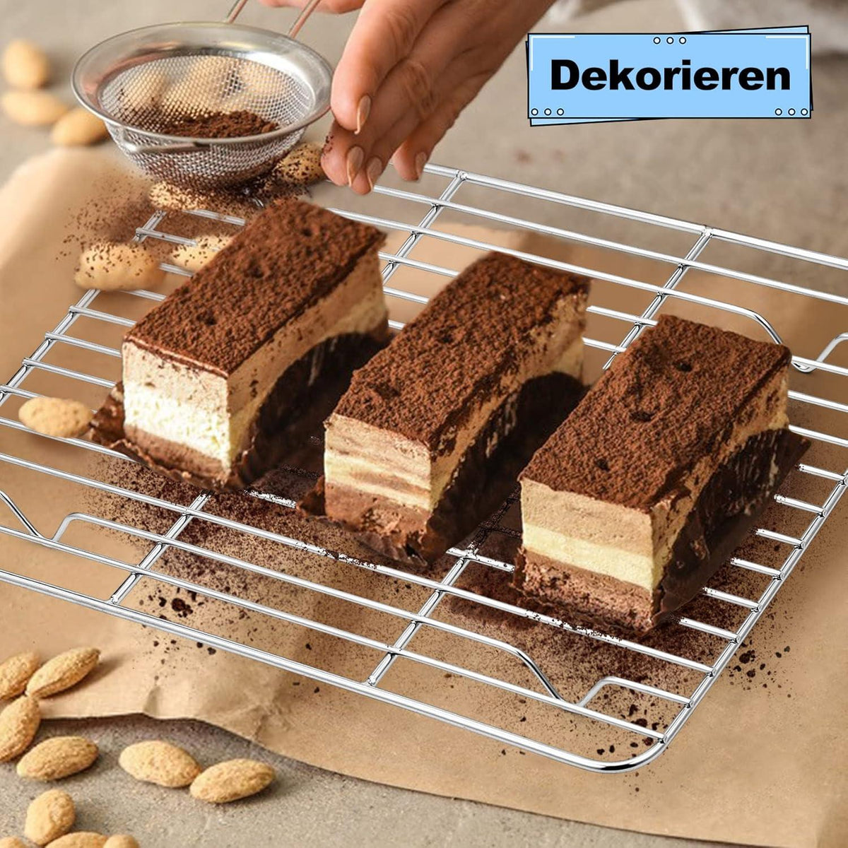 Abkühlgitter 2er Set Edelstahl mini Kuchengitter 21,5x16x1,5cm