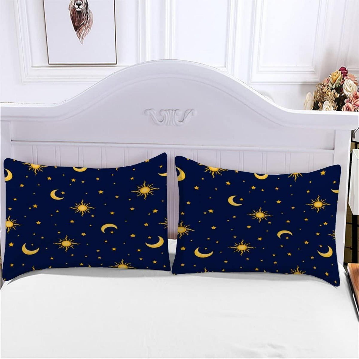 Kinder Bettwäsche 135x200 Sterne Mond Sonne Mikrofaser 3-teilig