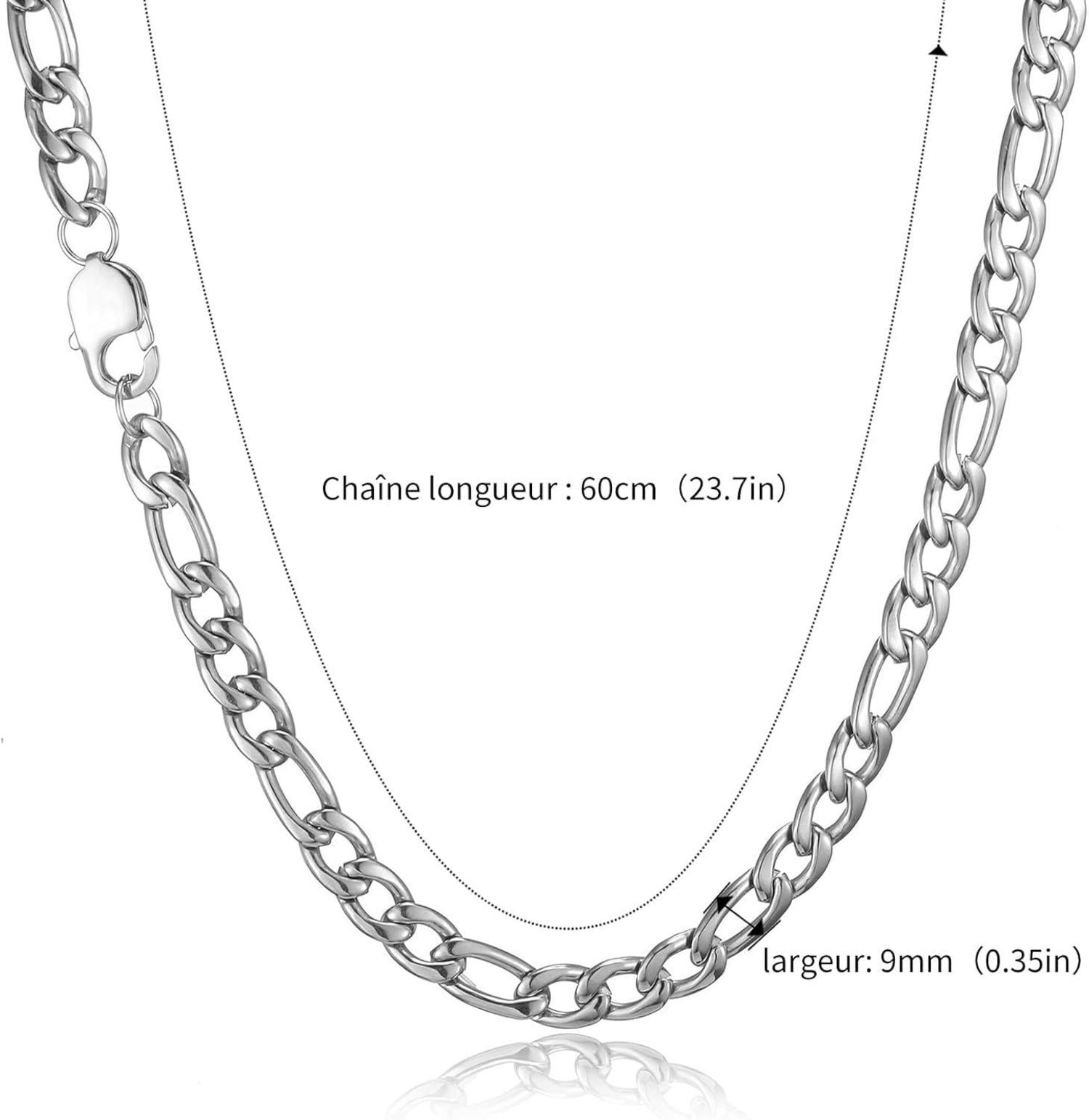 Herren Silber Edelstahl Panzerkette 5mm 45-90cm Figaro-Halskette