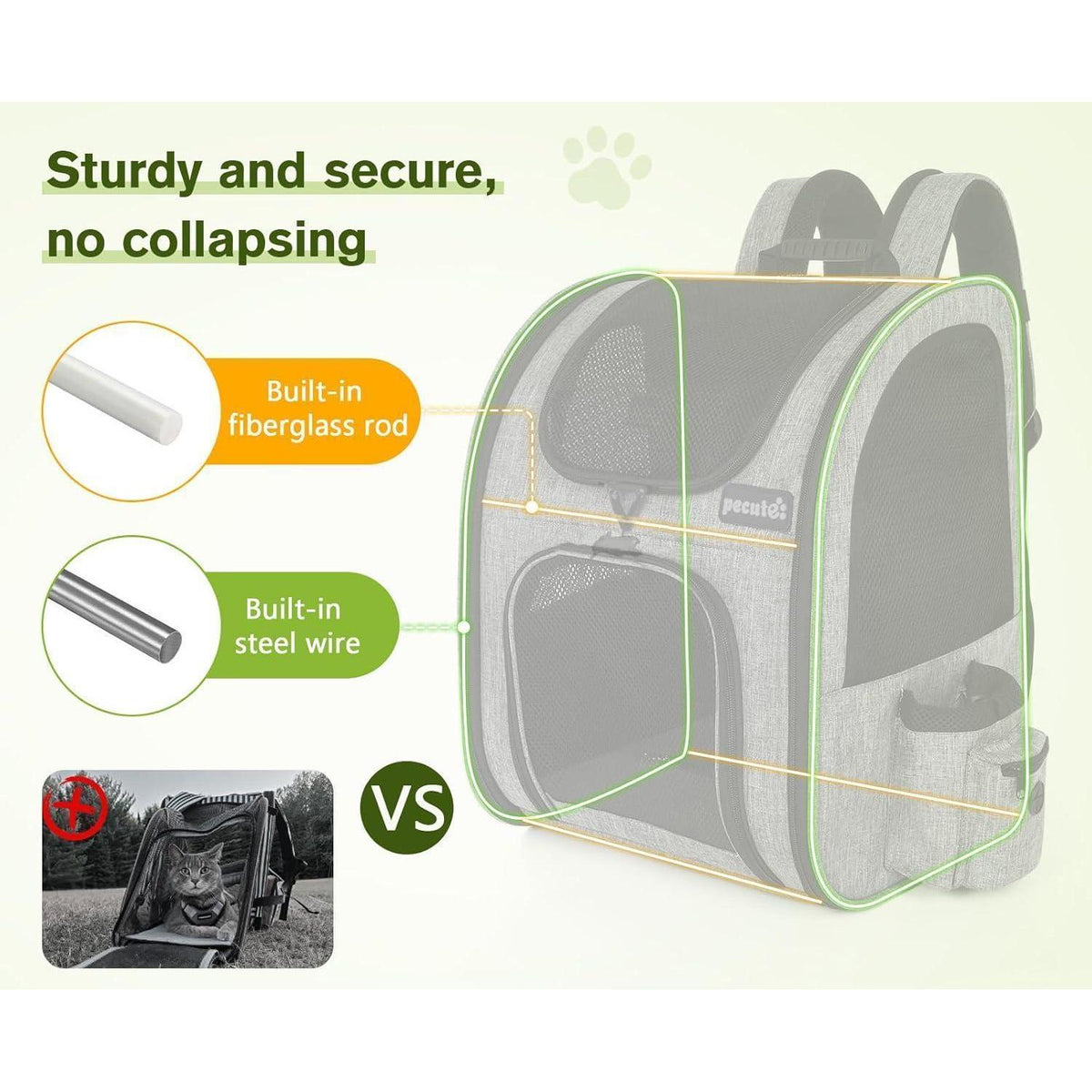 Haustier Rucksack XL atmungsaktiv mit Netzfenster für 6-10 kg