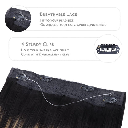 Echthaar Haarverlängerung Balayage Schwarz-Blond 35cm