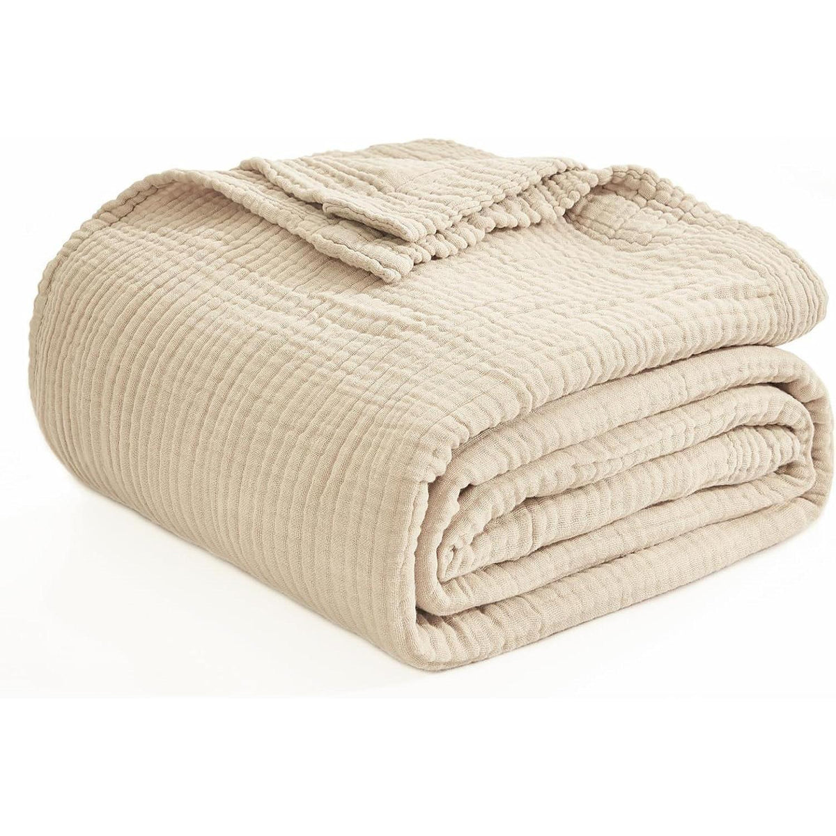 Musselin Baumwolldecke 230x230 cm, Beige, Atmungsaktiv & Weich