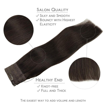 Echthaar Haarverlängerung Dunkelbraun 45cm Remy Draht Extension