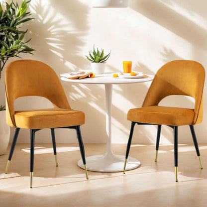 Samt Esszimmerstühle 2er Set – Modern & Komfortabel (Gelb)