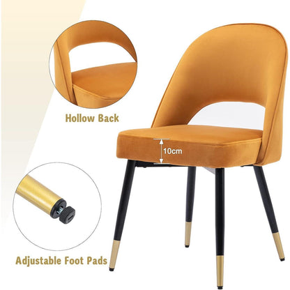 Samt Esszimmerstühle 2er Set – Modern & Komfortabel (Gelb)