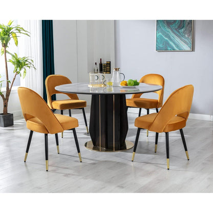 Samt Esszimmerstühle 4er Set – Modern & Komfortabel (Gelb)