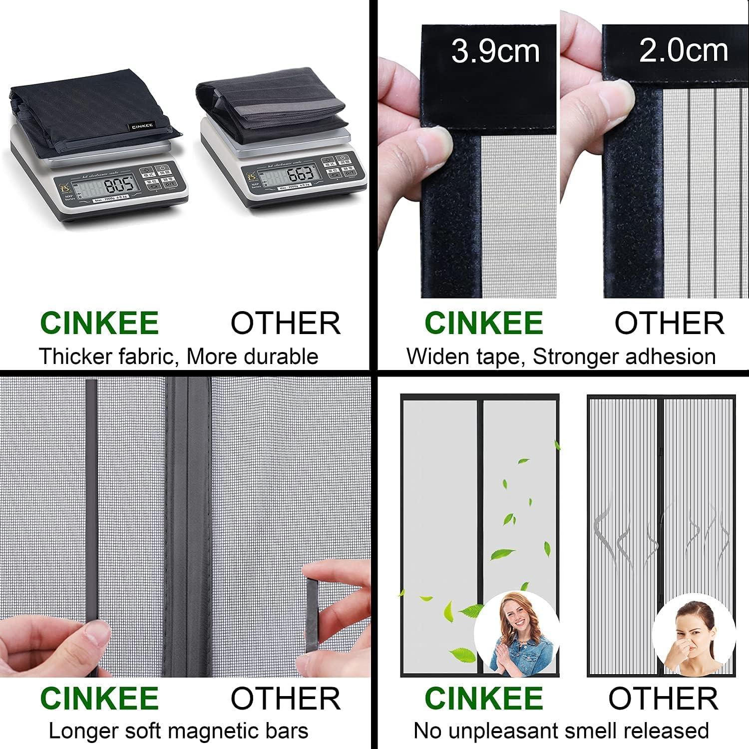Cinkee Fliegengitter Balkontür Magnet 80x210cm Schwarz