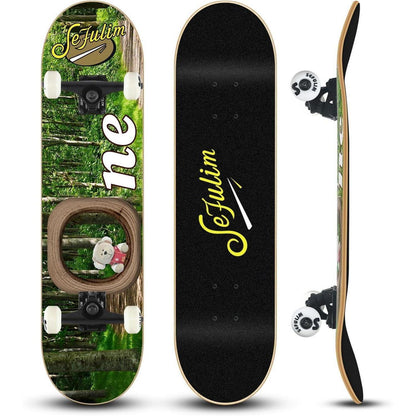Skateboard 78,9 cm Doppel-Kick Deck Anfänger Grün