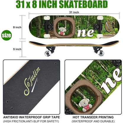 Skateboard 78,9 cm Doppel-Kick Deck Anfänger Grün