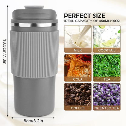 Thermobecher Isolierbecher Kaffeebecher 450ml Travel Mug Grey