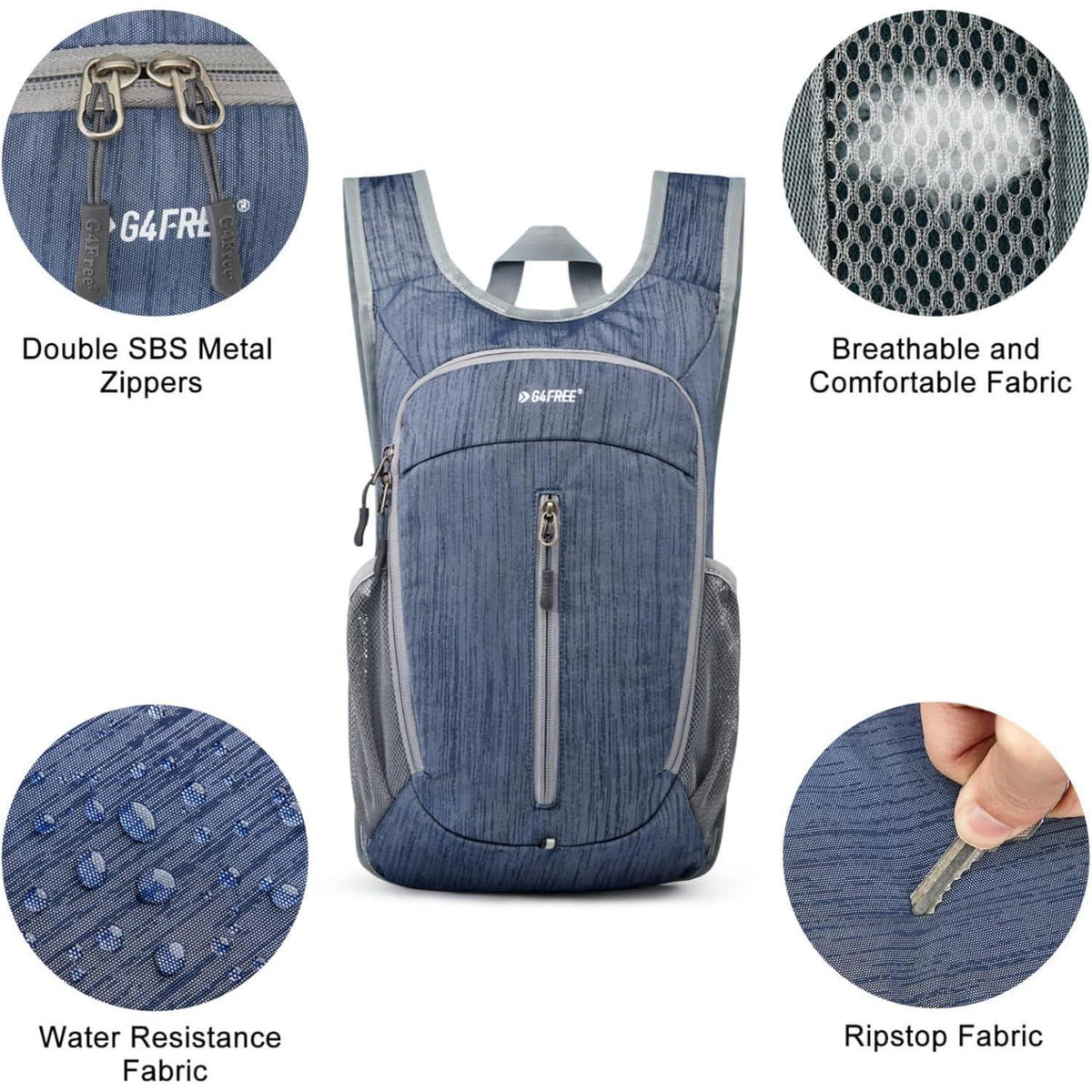 Leichter 10L Wanderrucksack faltbar, Dunkelblau