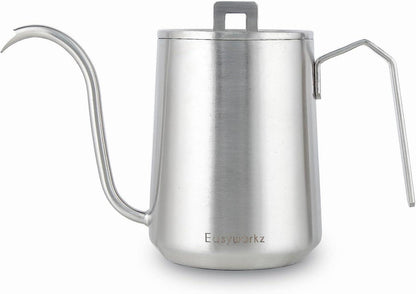 Kaffeekanne Edelstahl 600 ml Schwanenhals Handtropfen Silber