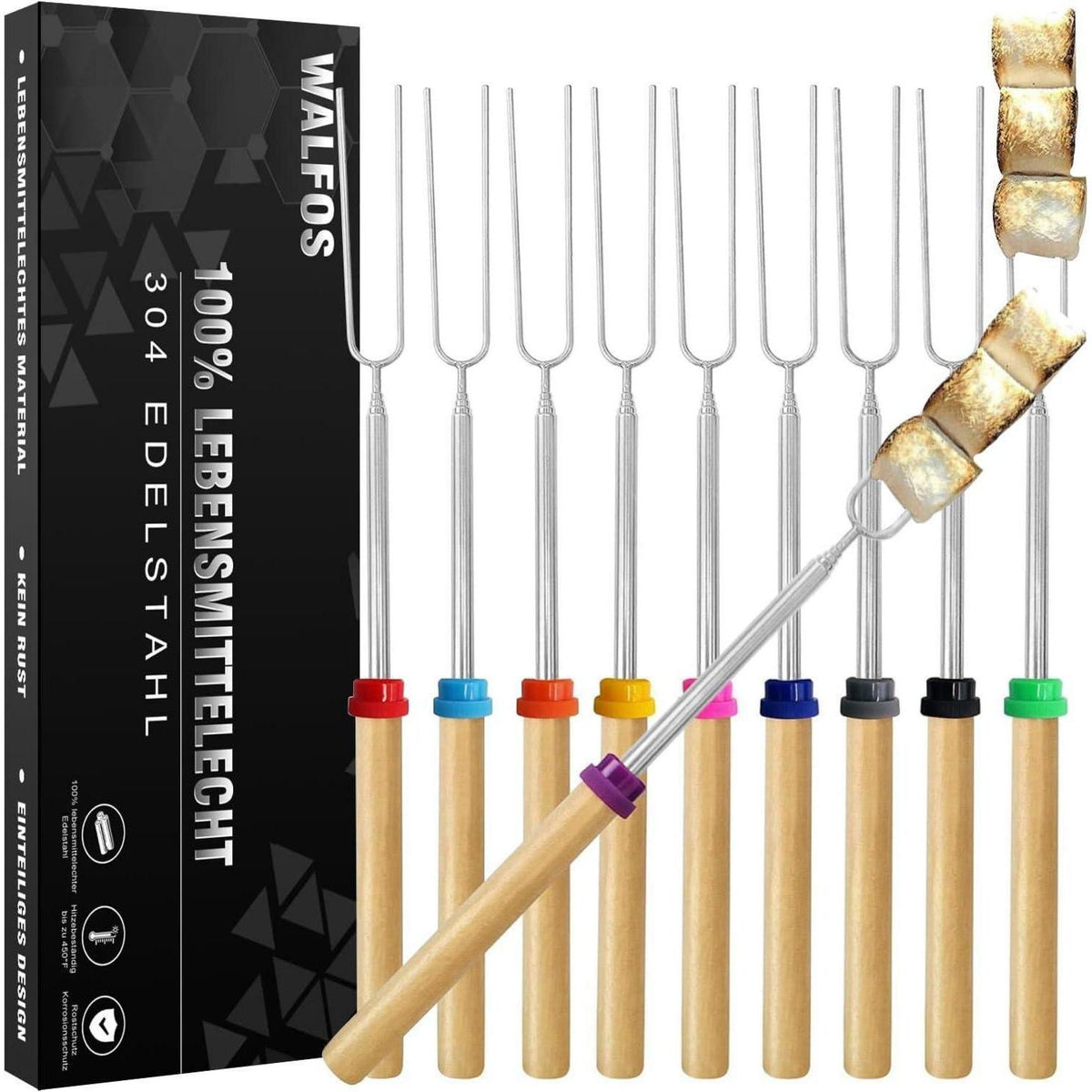 Teleskop Grillspieße Edelstahl 10er Set 81cm