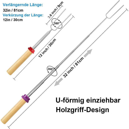 Teleskop Grillspieße Edelstahl 10er Set 81cm