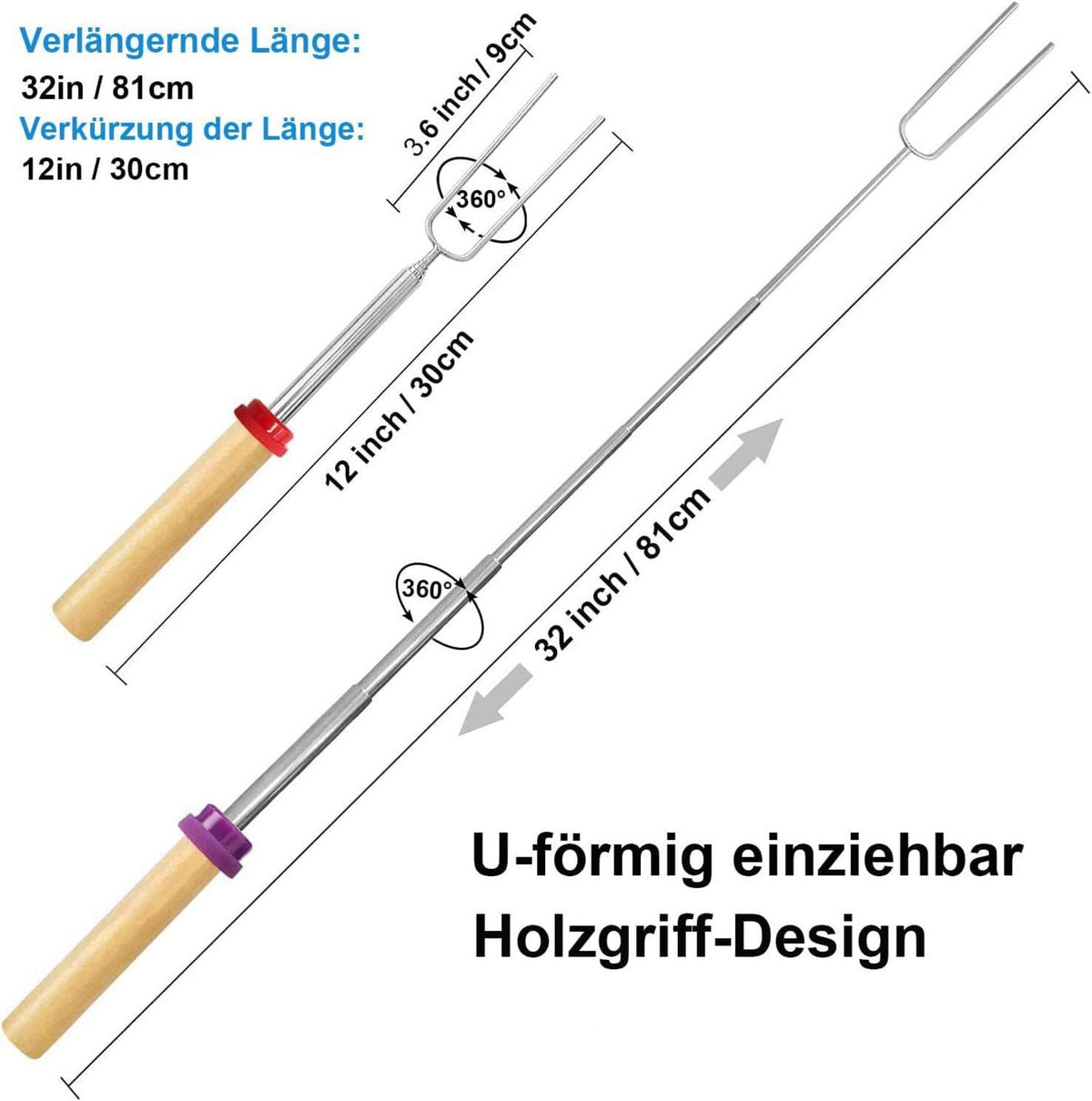 Walfos Teleskop Grillspieße Marshmallow Set Lagerfeuer