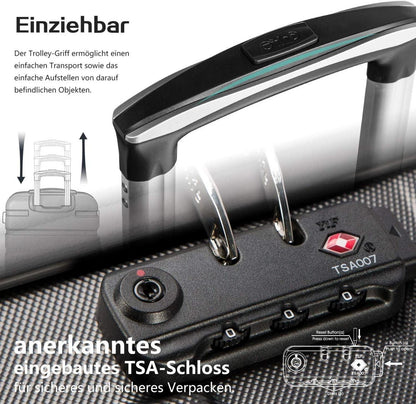 COOLIFE Hartschalen-Trolley Set 3-teilig Schwarz Braun TSA Schloss