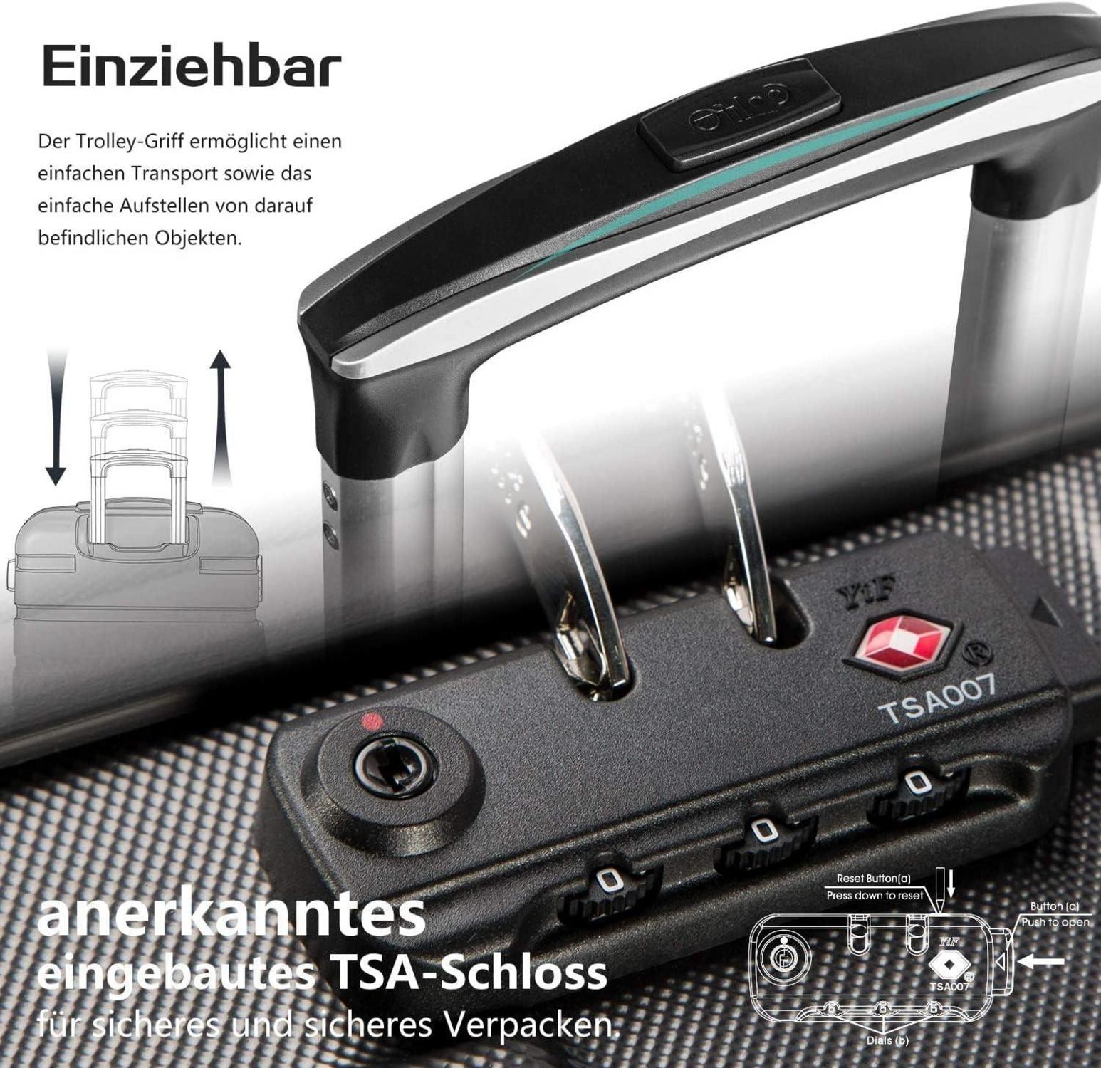 Hartschalen-Koffer Set Weiß/Braun TSA 4 Rollen Aluminium Teleskopgriff