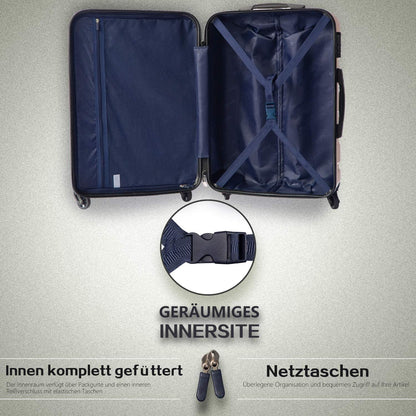 COOLIFE Premium Hartschalenkoffer Trolley Handgepäck Blau Braun