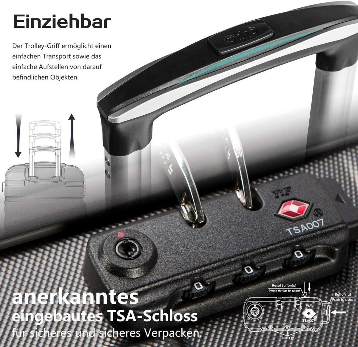 Hartschalen-Koffer Trolley Rollkoffer TSA 4 Rollen Weiß/Braun