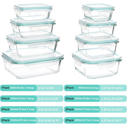 15er-Pack Meal Prep Glasboxen Set - Frischhaltedosen mit