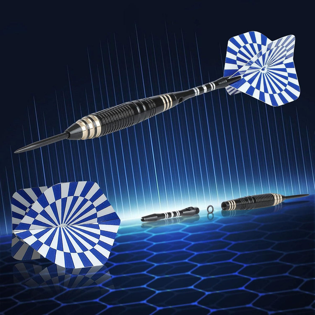 CareGames Steeldarts Set 24g mit Alu Schaft und Zubehör Schwarz