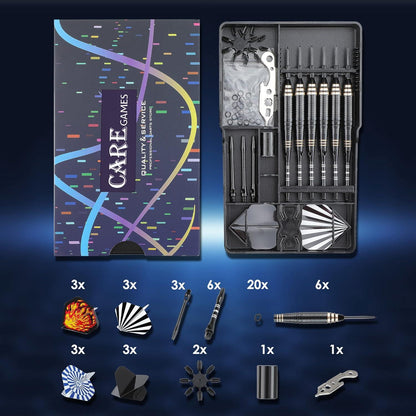 Dartpfeile Metallspitze Steeldarts 24g Aluminium Schaft Flights Orings